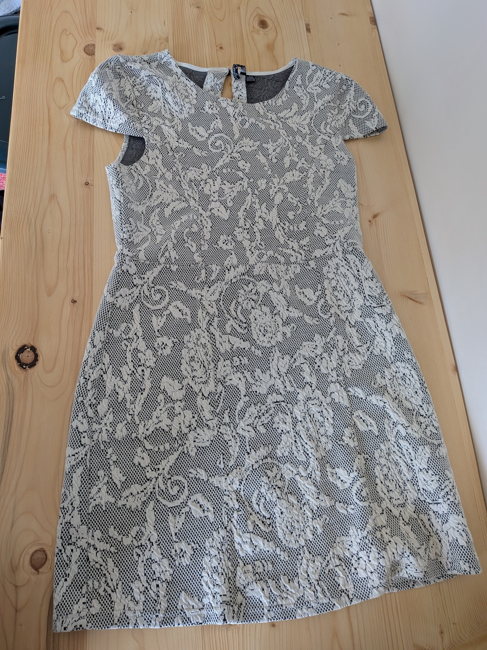 White Lace-Overlay Fit & Flare Dress